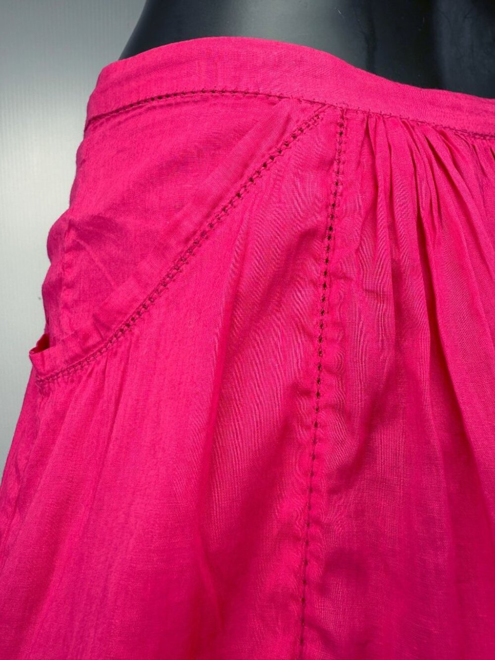 ISABEL MARANT 100% Cotton Fuchsia Bubble Gum Pink Pleatedβ Midi Skirt Size 1 - Picture 5 of 11